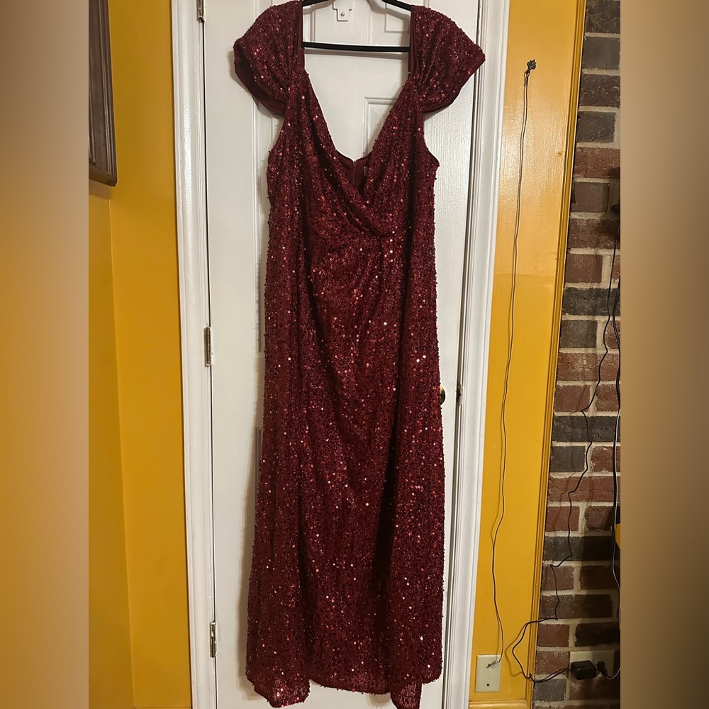 Glamorous Burgundy Sequin Maxi Dress